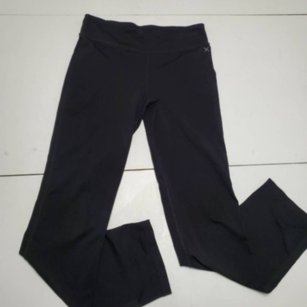 Xersion Girls Straight Track Pants Black Elastic Waist Flat Front Pull On XL